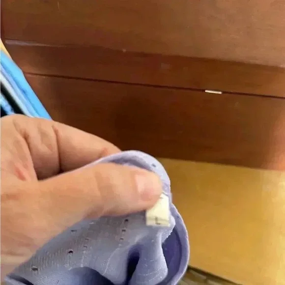 Lavendar eyelet top with buttons detailed on sleeve. Worn 2x.  Smoke free home. - Picture 3 of 5